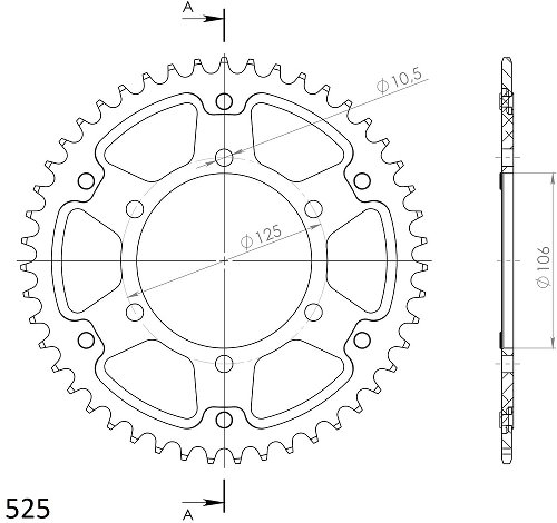 Supersprox Stealth rocchetto per catena 525 - 47Z (nero)