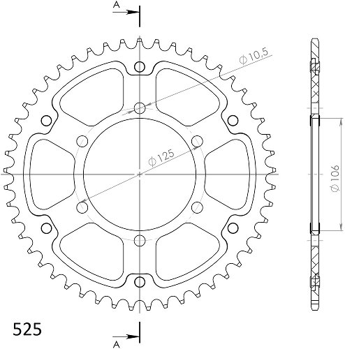 Supersprox Stealth rocchetto per catena 525 - 50Z (nero)