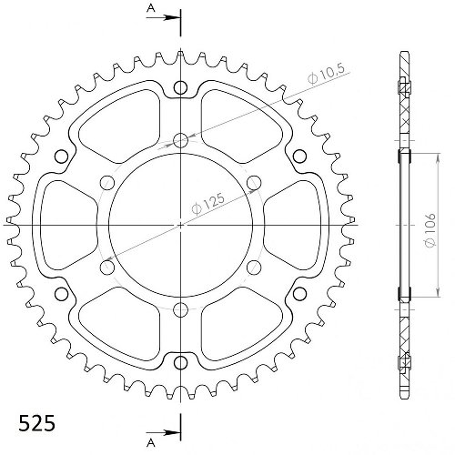 Supersprox Stealth rocchetto per catena 525 - 51Z (oro)