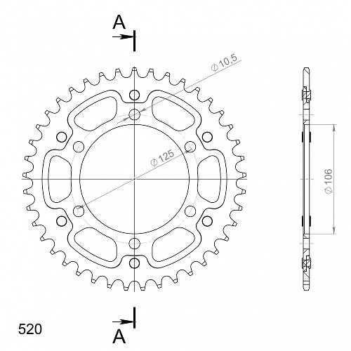 Supersprox Stealth Chain wheel 520 - 39Z (gold)