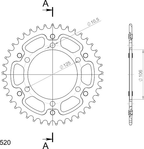 Supersprox Stealth Chain wheel 520 - 41Z (black)