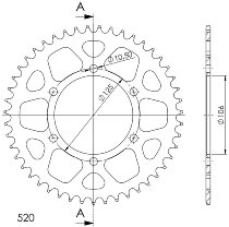 Supersprox alluminio rocchetto per catena 520 - 44Z (nero)