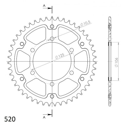 Supersprox Stealth-Kettenrad 520 - 44Z (gold)