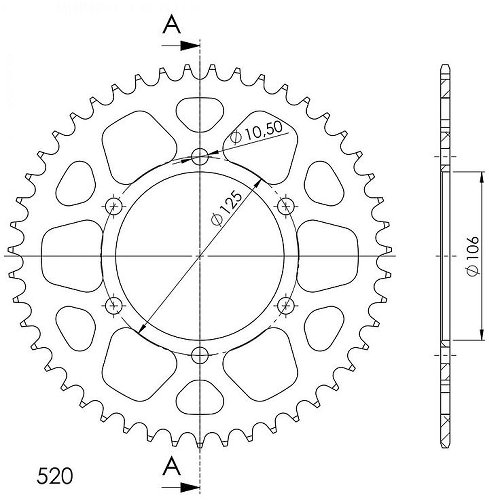 Supersprox aluminium roue d`entrainement 520 - 45Z (noir)