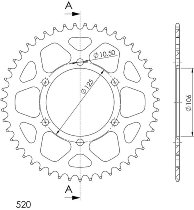 Supersprox aluminium roue d`entrainement 520 - 47Z (noir)