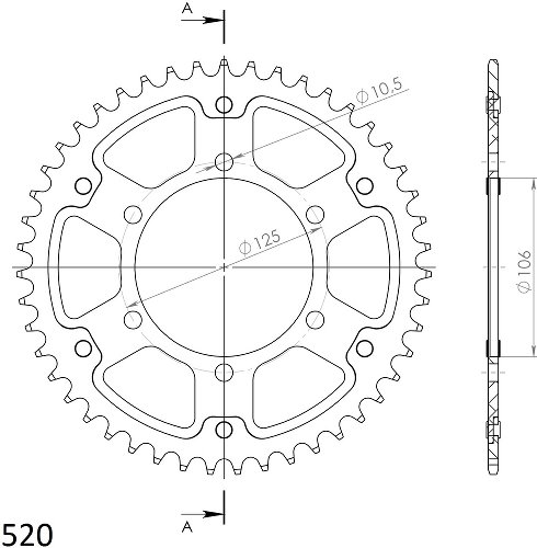 Supersprox Stealth Chain wheel 520 - 47Z (black)