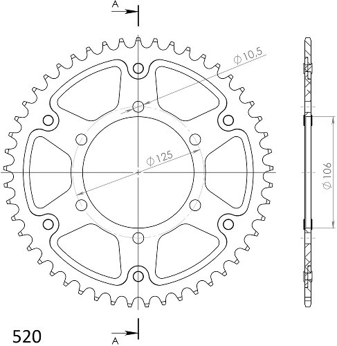 Supersprox Stealth rueda de cadena 520 - 48Z (oro)