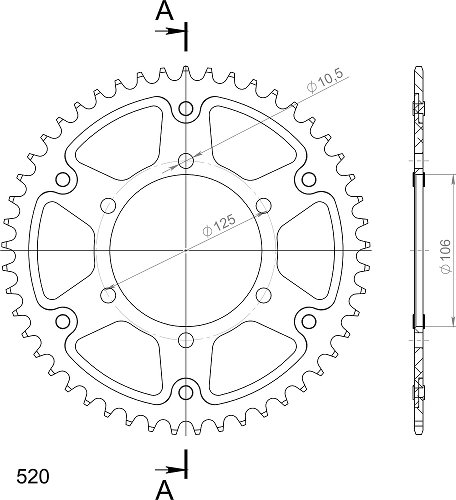 Supersprox Stealth rocchetto per catena 520 - 49Z (oro)