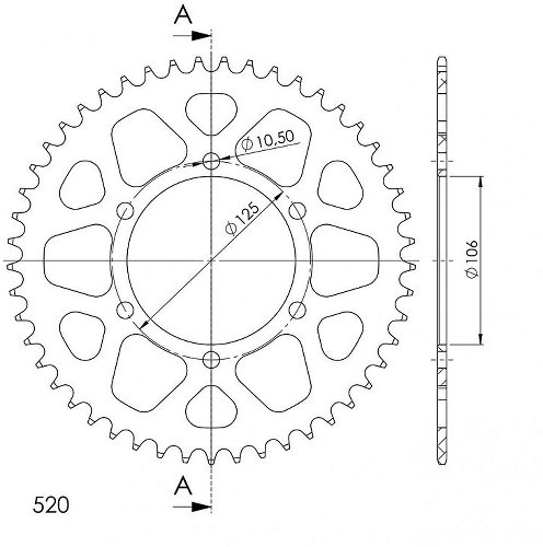 Supersprox Aluminium Chain wheel 520 - 50Z (black)