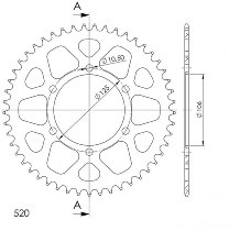 Supersprox aluminio rueda de cadena 520 - 50Z (negro)