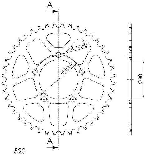 Supersprox aluminium roue d`entrainement 520 - 43Z (noir)