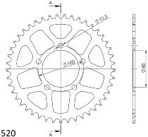 Supersprox aluminium roue d`entrainement 520 - 45Z (noir)