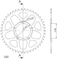 Supersprox aluminium roue d`entrainement 520 - 46Z (noir)