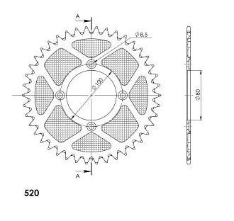 Supersprox aluminio rueda de cadena 520 - 42Z (negro)