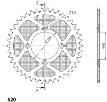 Supersprox aluminio rueda de cadena 520 - 44Z (negro)