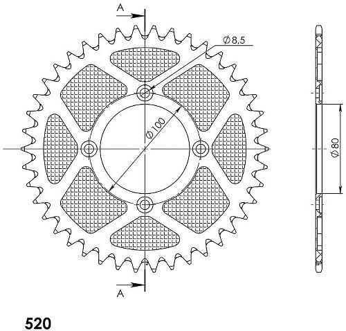 Supersprox aluminium roue d`entrainement 520 - 44Z (bleue)