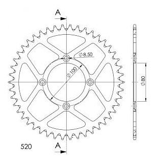 Supersprox aluminio rueda de cadena 520 - 46Z (argénteo)