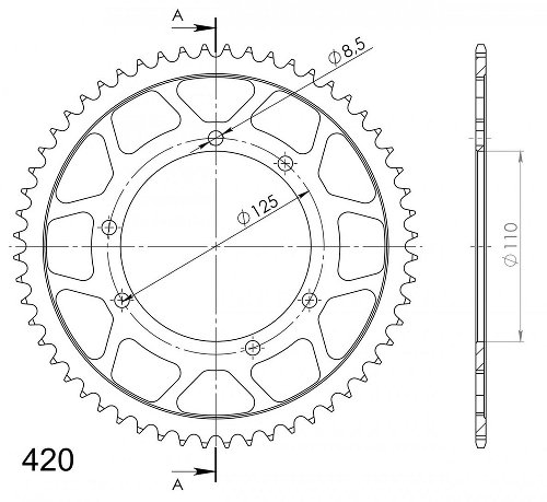 Supersprox acier roue d`entrainement 420 - 58Z (noir)