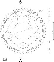 Supersprox acciaio rocchetto per catena 525 - 49Z (nero)