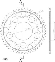 Supersprox acier roue d`entrainement 525 - 50Z (noir)