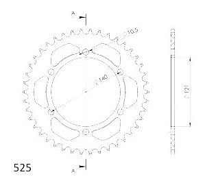 Supersprox aluminium roue d`entrainement 525 - 42Z (noir)