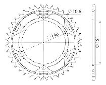 Supersprox acciaio rocchetto per catena 525 - 45Z (nero)