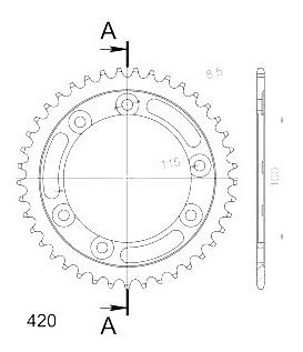 Supersprox acier roue d`entrainement 420 - 41Z (noir)