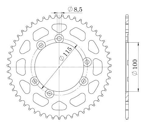 Supersprox Steel Chain wheel 420 - 51Z (black)