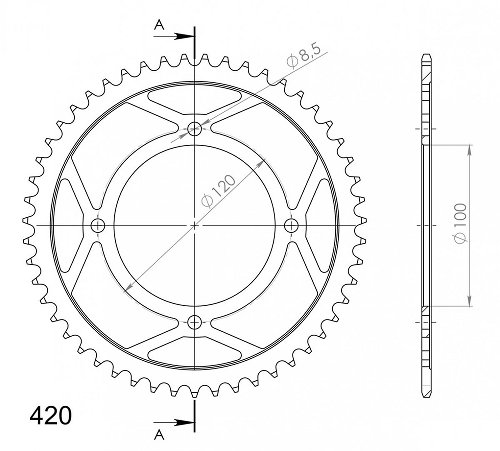 Supersprox acier roue d`entrainement 420 - 44Z (noir)