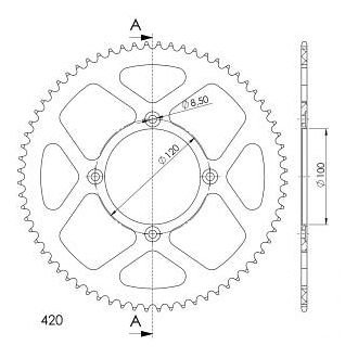 Supersprox aluminio rueda de cadena 420 - 68Z (rojo)