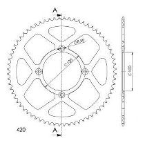 Supersprox alluminio rocchetto per catena 420 - 68Z (rosso)