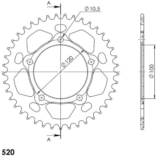 Supersprox aluminium roue d`entrainement 520 - 41Z (noir)