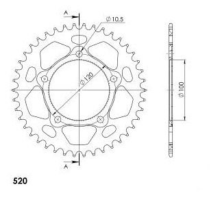 Supersprox aluminium roue d`entrainement 520 - 42Z (rouge)