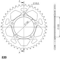 Supersprox alluminio rocchetto per catena 520 - 43Z (nero)