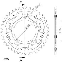 Supersprox Stealth rocchetto per catena 525 - 40Z (oro)