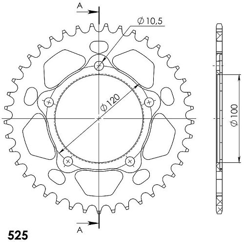 Supersprox alluminio rocchetto per catena 525 - 41Z (nero)