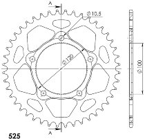 Supersprox alluminio rocchetto per catena 525 - 44Z (nero)