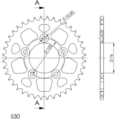 Supersprox alluminio rocchetto per catena 530 - 40Z (nero)