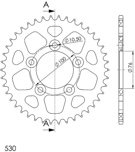 Supersprox alluminio rocchetto per catena 530 - 42Z (nero)