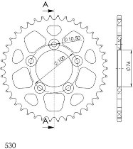 Supersprox alluminio rocchetto per catena 530 - 42Z (nero)