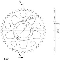 Supersprox aluminium roue d`entrainement 530 - 44Z (noir)