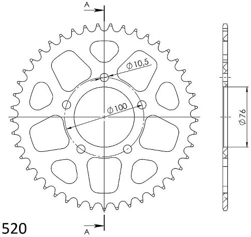 Supersprox aluminium roue d`entrainement 530 - 45Z (noir)