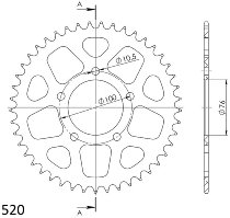 Supersprox alluminio rocchetto per catena 530 - 45Z (nero)