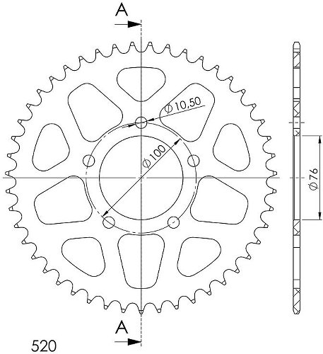 Supersprox aluminio rueda de cadena 530 - 46Z (negro)