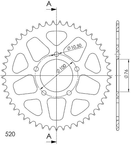 Supersprox aluminium roue d`entrainement 530 - 48Z (noir)