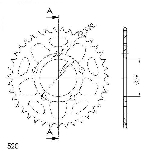 Supersprox aluminium roue d`entrainement 520 - 37Z (noir)