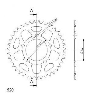 Supersprox aluminium roue d`entrainement 520 - 39Z (verte)