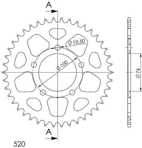 Supersprox aluminium roue d`entrainement 520 - 40Z (noir)