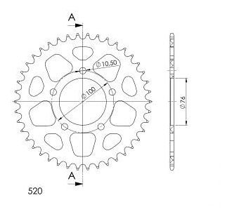 Supersprox aluminium roue d`entrainement 520 - 41Z (or)