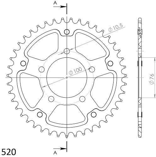 Supersprox Stealth rueda de cadena 520 - 43Z (negro)